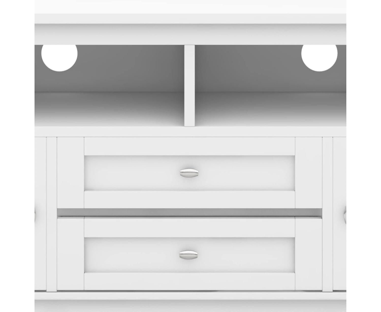 Simpli Home Warm Shaker 72"W Solid Wood TV Stand for TVs up to 80" with 4 Storage Cabinets and 2 Drawers