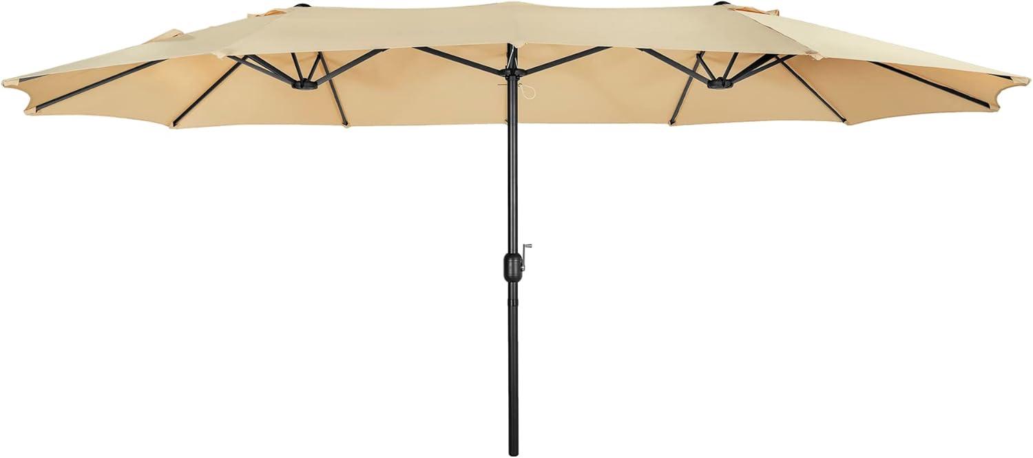 WestinTrends 15 x 9 Ft Double Sided Outdoor Twin Patio Market Table Umbrella, Beige