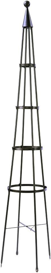 Graphite Wrought Iron Garden Obelisk Trellis, 84 Inches