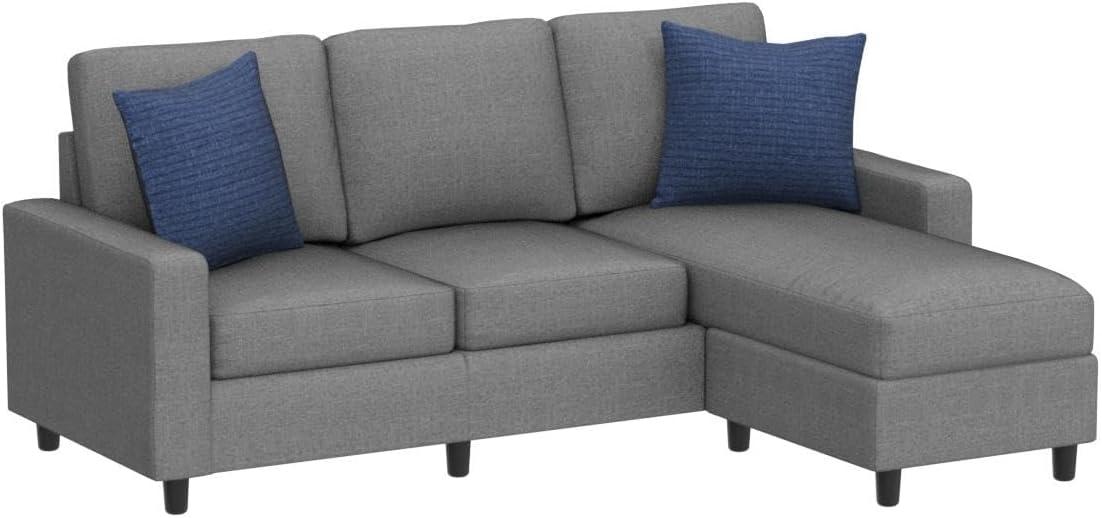 Best Choice Products Linen Sectional Sofa Couch w/ Chaise Lounge, Reversible Ottoman Bench