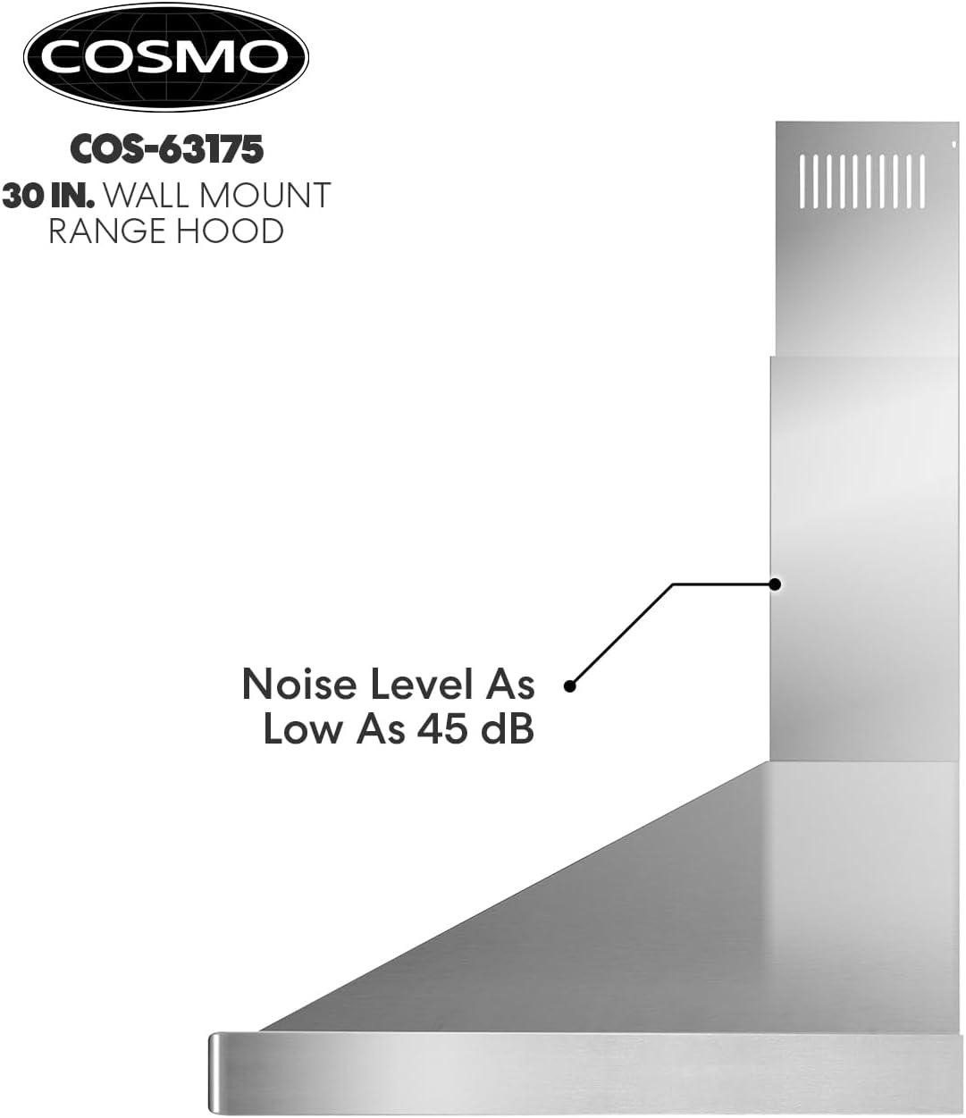 Cosmo 30 in. Ducted Wall Mount Range Hood in Stainless Steel with LED Lighting and Permanent Filters