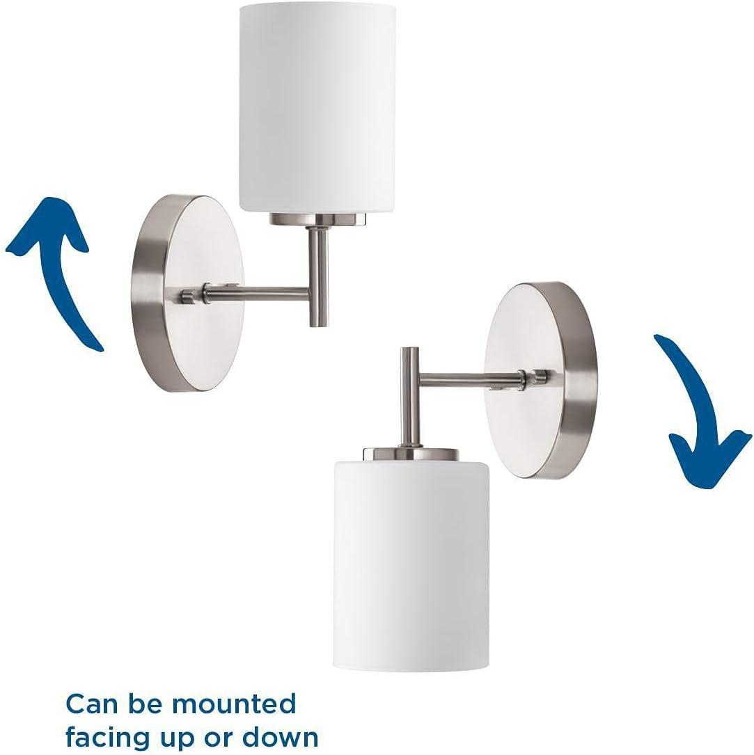 Progress Lighting Replay 1-Light Bath & Vanity, Brushed Nickel, Porcelain, Up/Down Mounting, Shade Included