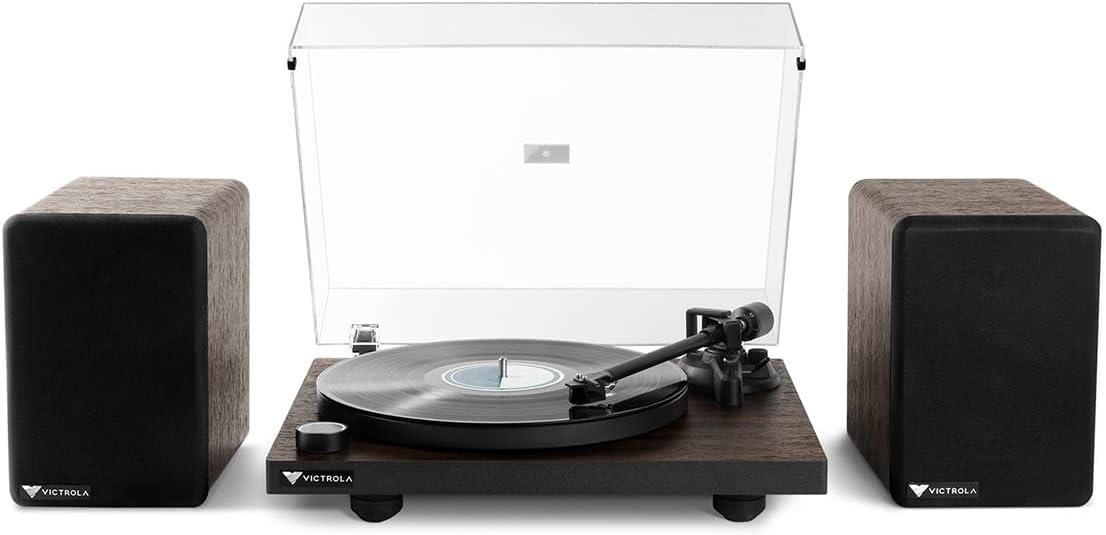 Espresso Belt Drive Turntable System with Bluetooth Speakers