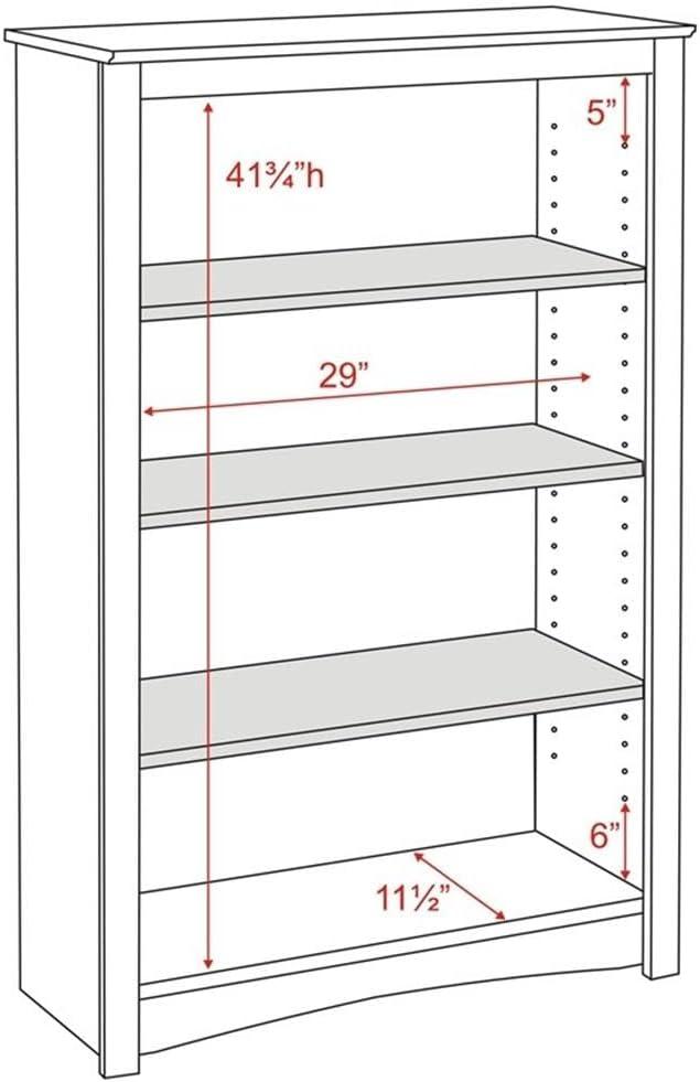 Home Office 4-Shelf Standard Bookcase, 31.5 in. W x 48 in. H x 13 in. D, White