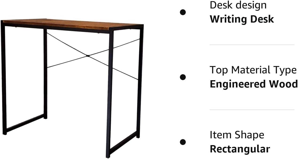 eHemco Multifunction Rectangular Home Office Writing Study Desk with Black Top and Silver Legs
