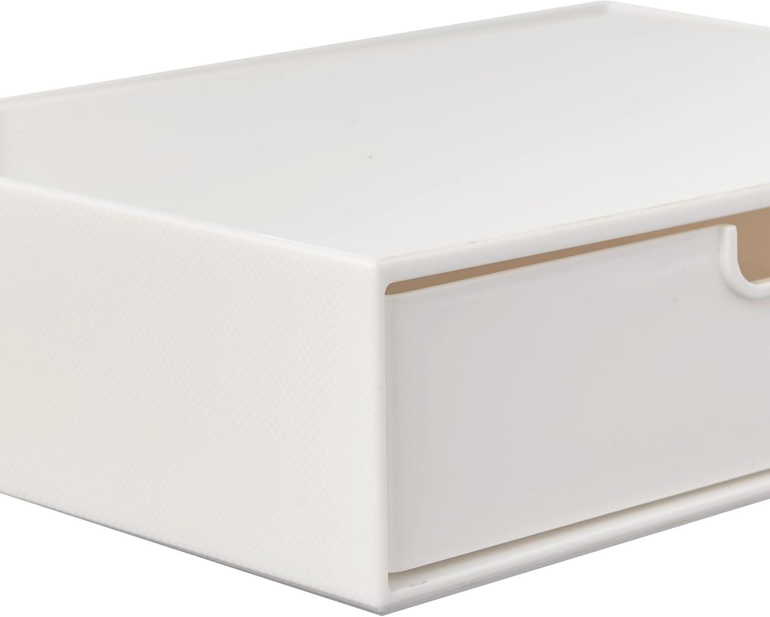 White Plastic Stackable Organizer Drawer for Desk