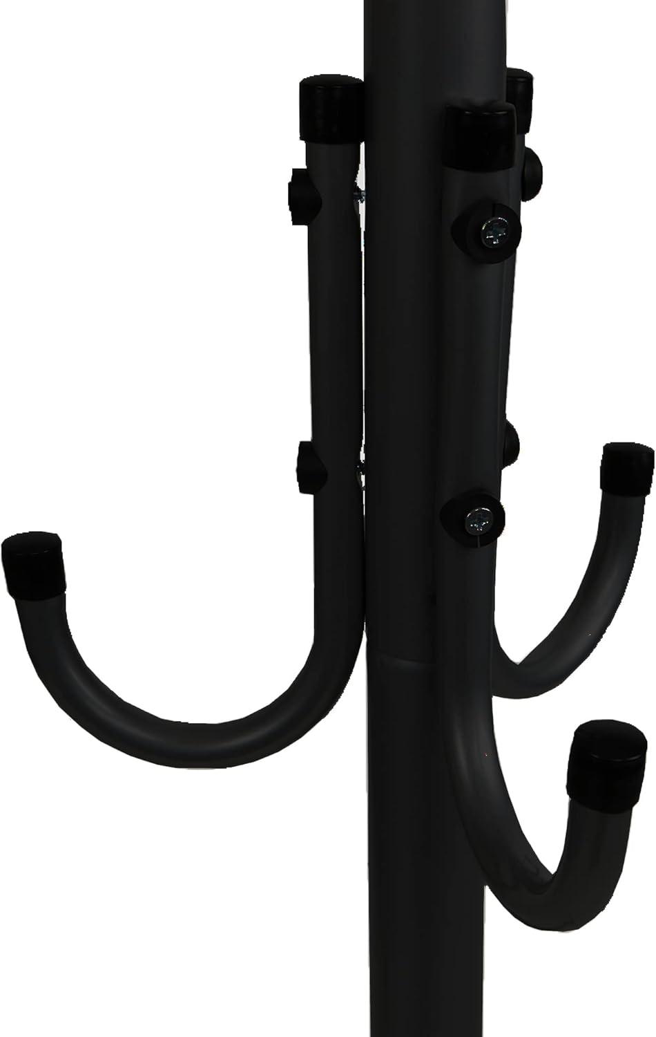 Black Metal 11-Hook Freestanding Coat Rack