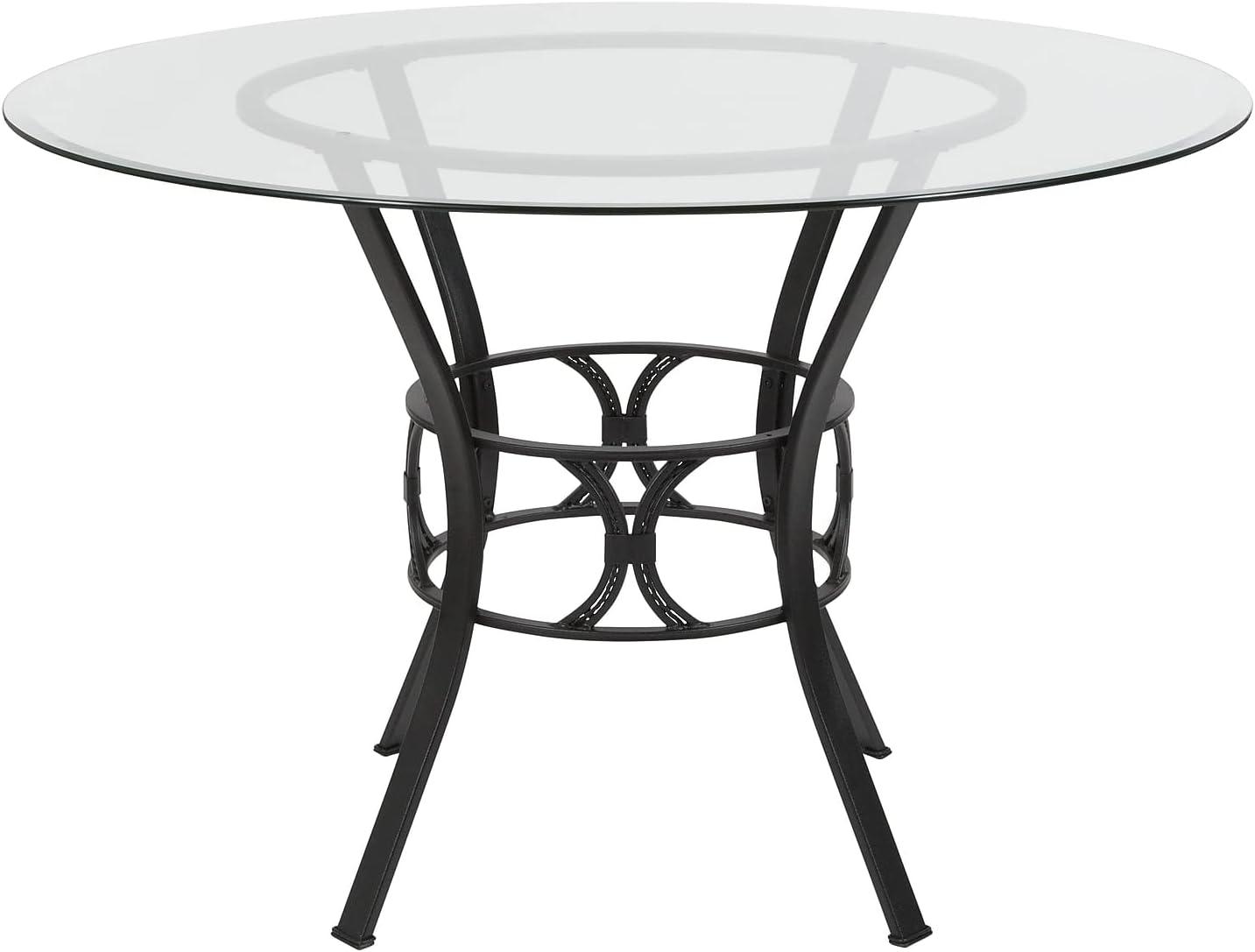 Flash Furniture Carlisle 42'' Round Glass Dining Table with Silver Metal Frame