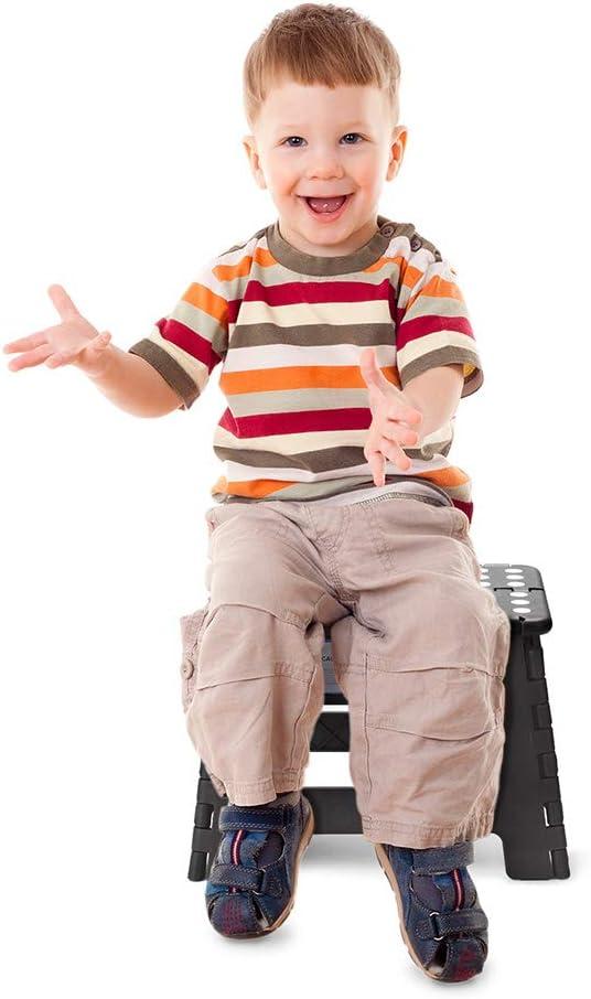 ACSTEP Folding Step Stool 9'' Tall Kids Step Stool Plastic Step Stools with Non-Slip Surface - Black