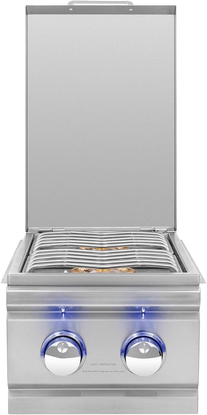 Stainless Steel Natural Gas Double Side Burner with LED Illumination