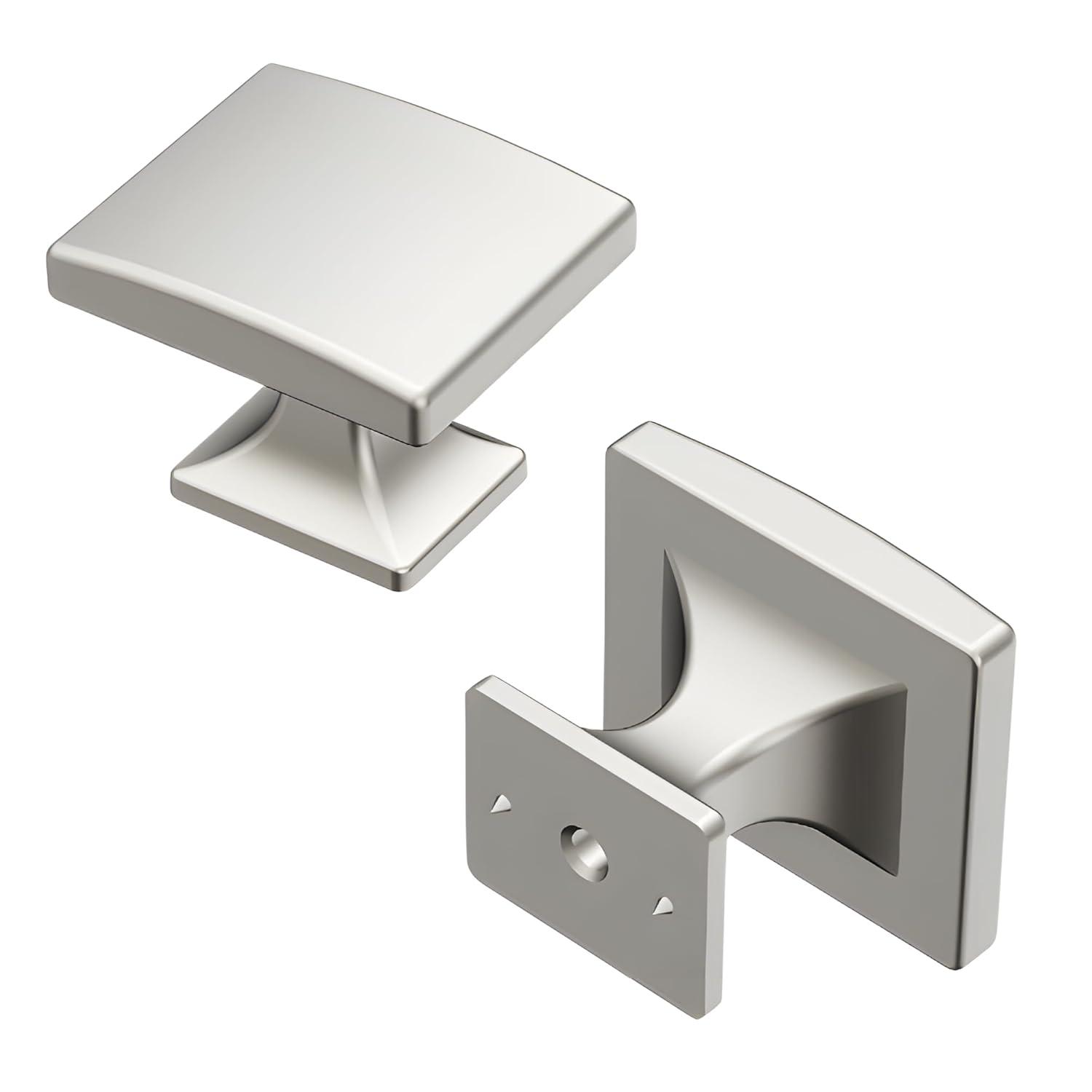Hickory Hardware Forge Collection Rectangular Knob - 1-7/16" x 1-1/4" Cabinet Knob Satin Nickel - Farmhouse Hardware for Drawers & Cabinets