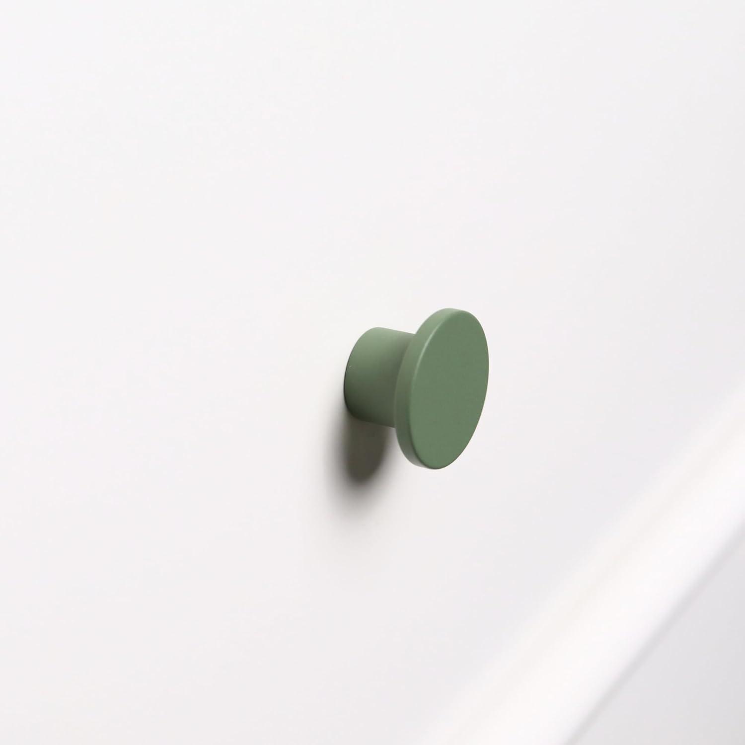 Olive Green Matte Aluminum Round Cabinet Knob with Mounting Hardware