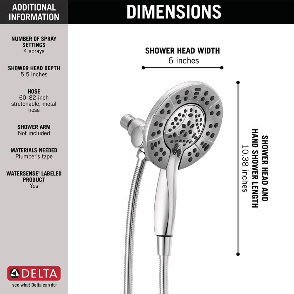 In2ition 2-in-1 Dual Hand Held Shower Head, 3-Spray Detachable Round Shower Head 1.75 GPM