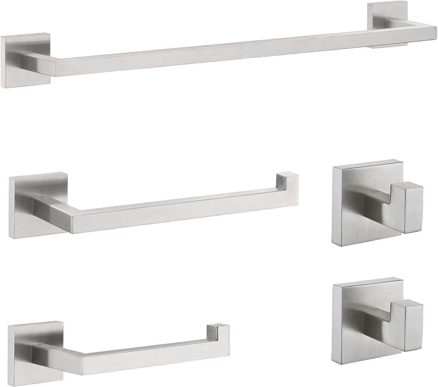 Brushed Nickel 5-Piece Stainless Steel Bathroom Hardware Set