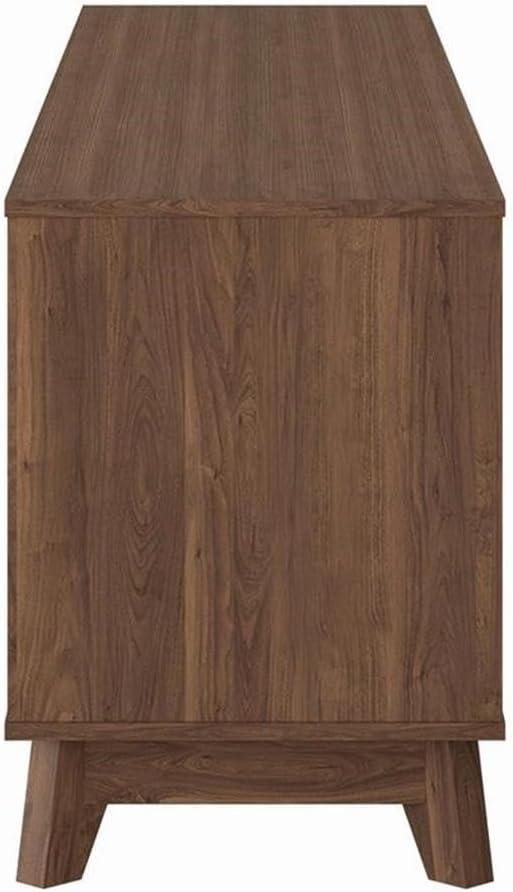 Hollywood Wood Grain TV Stand for TVs up to 85" with Drawers Brown - CorLiving: Mid-Century Modern Media Console