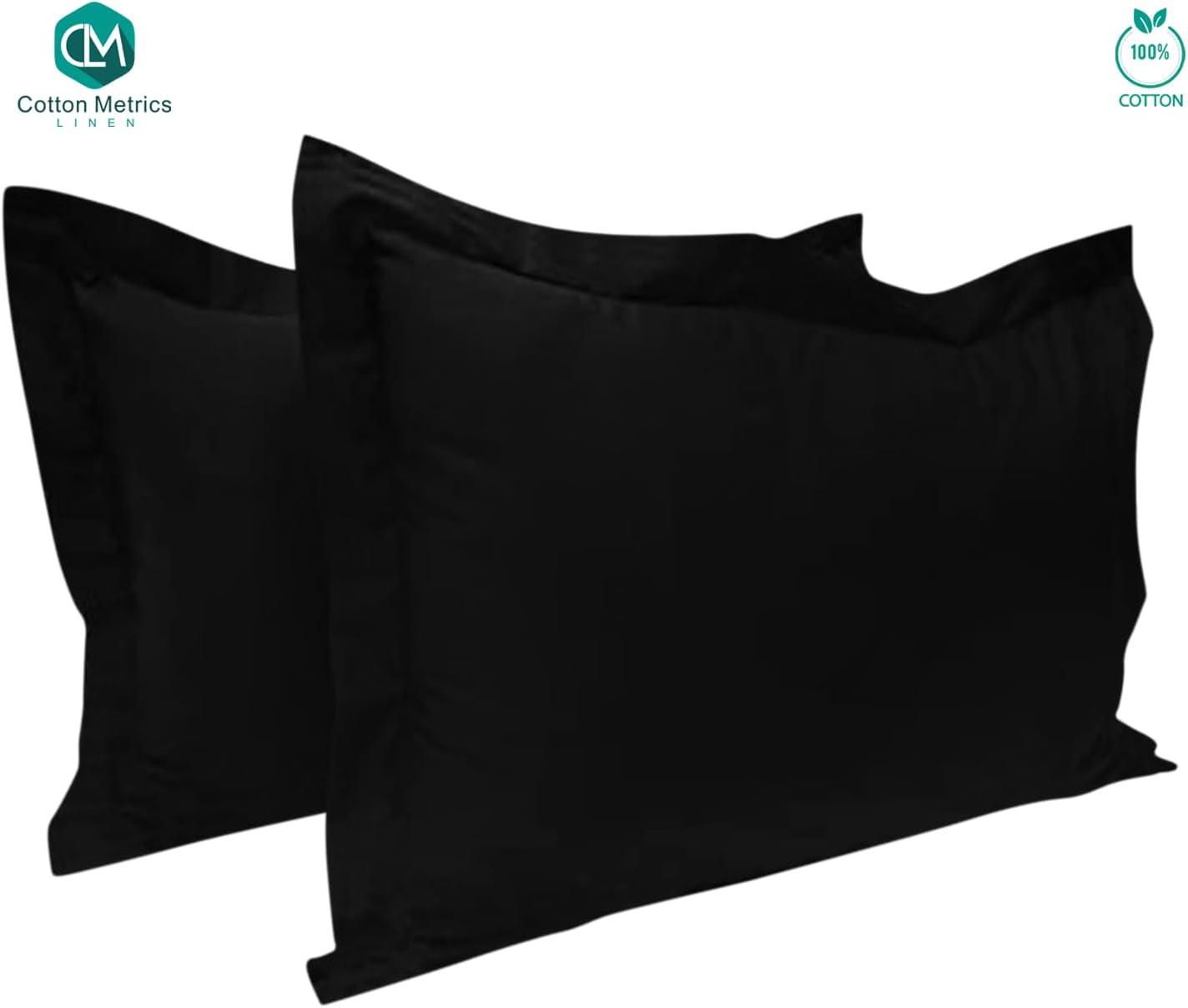 Mellanni Pillow Shams Set of 2 - Iconic Collection Decorative Pillow Covers / Cases 20"x26" with 2" Flange - Standard Size, Black