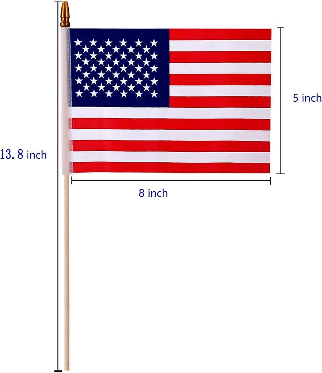 12-Pack Tear-Resistant Mini American Flags with Wooden Sticks