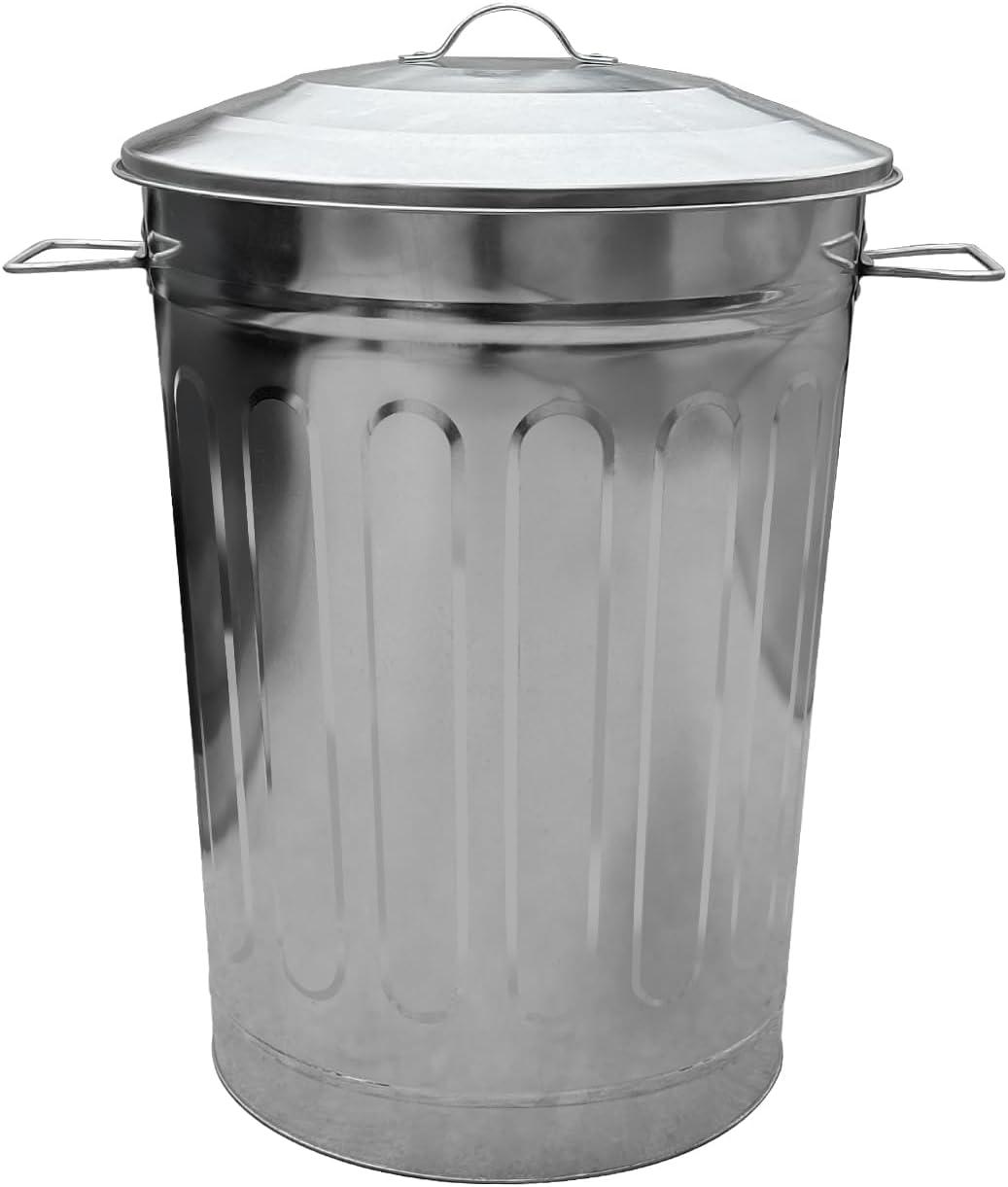 13-Gallon Galvanized Steel Round Trash Can with Lid