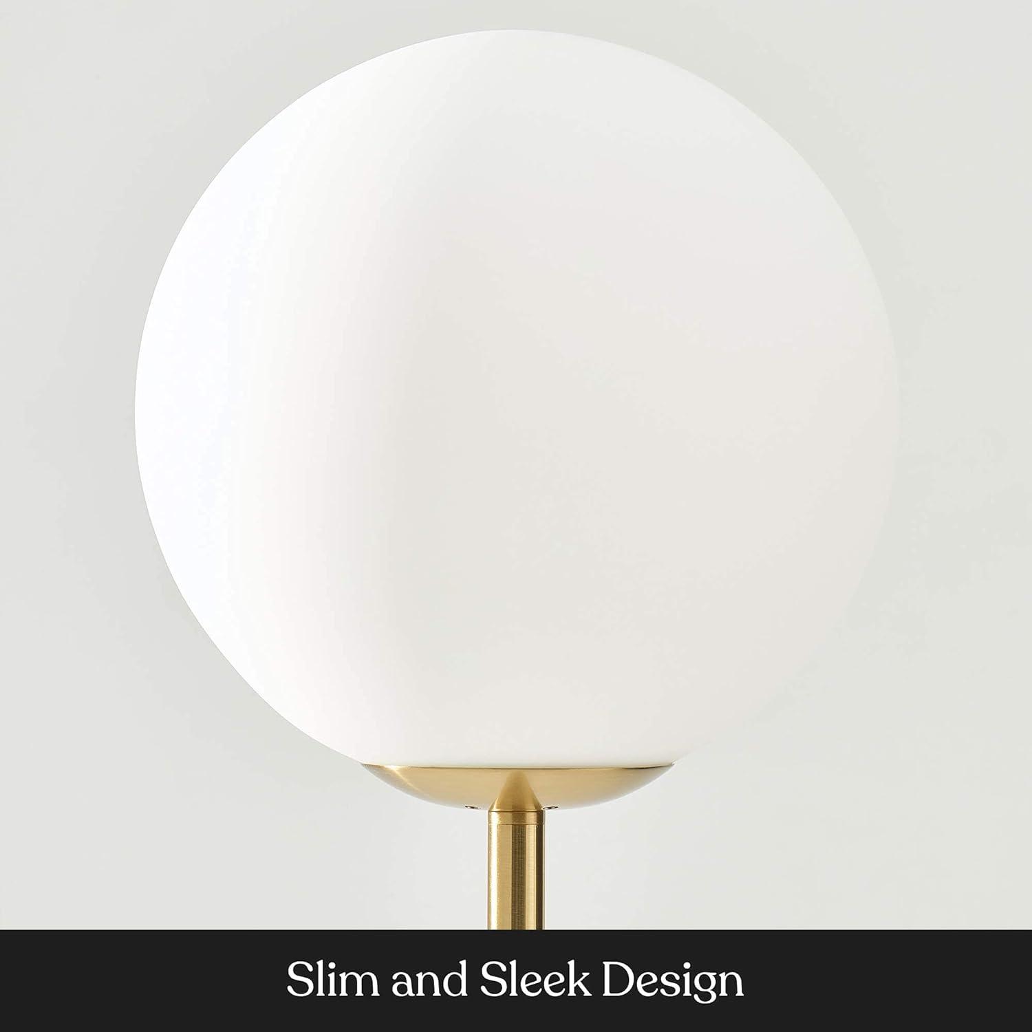 Luna Frosted Glass Globe Adjustable LED Floor Lamp for Kids in Brass