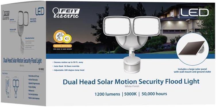 Dual Head White Solar Motion Security Flood Light with LED