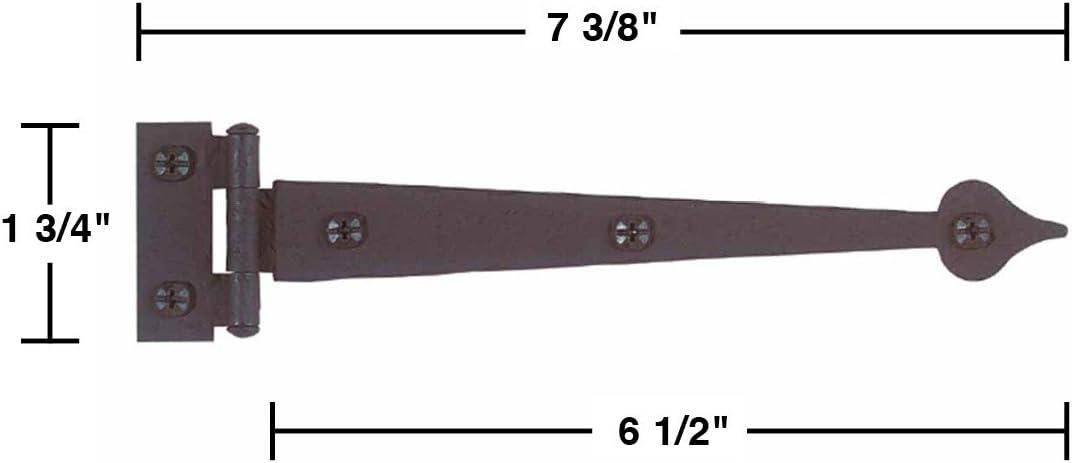 Black Wrought Iron Spear Tip Strap Cabinet Hinges