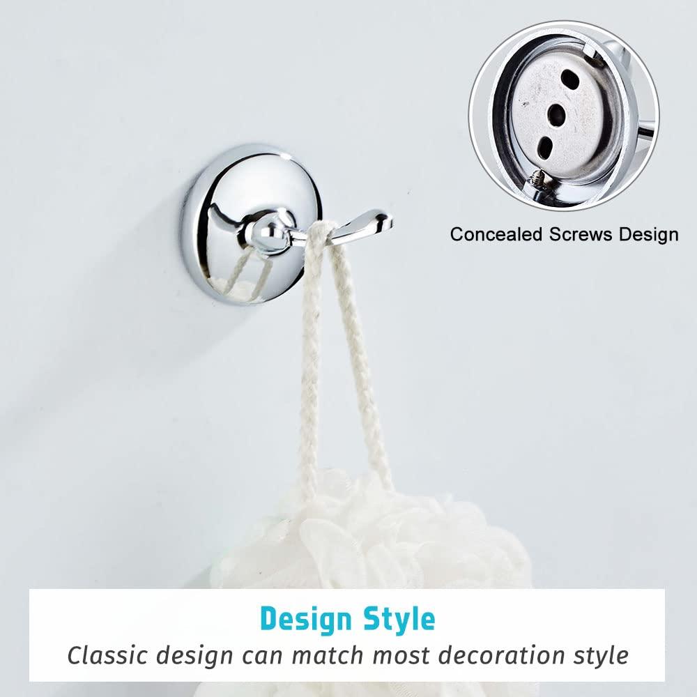 4 Piece Bathroom Accessory Set(Adjustable Towel Bar, Towel Ring, Toilet Paper Holder,Towel Hook), Wall Mounted Bathroom Hardware Accessories Set,Chrome