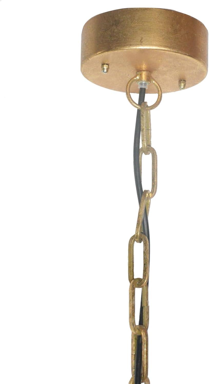 20.25" x 18.5" Metal Pendant Lamp Gold Finish - Storied Home: UL Listed, No Assembly, Adjustable Height