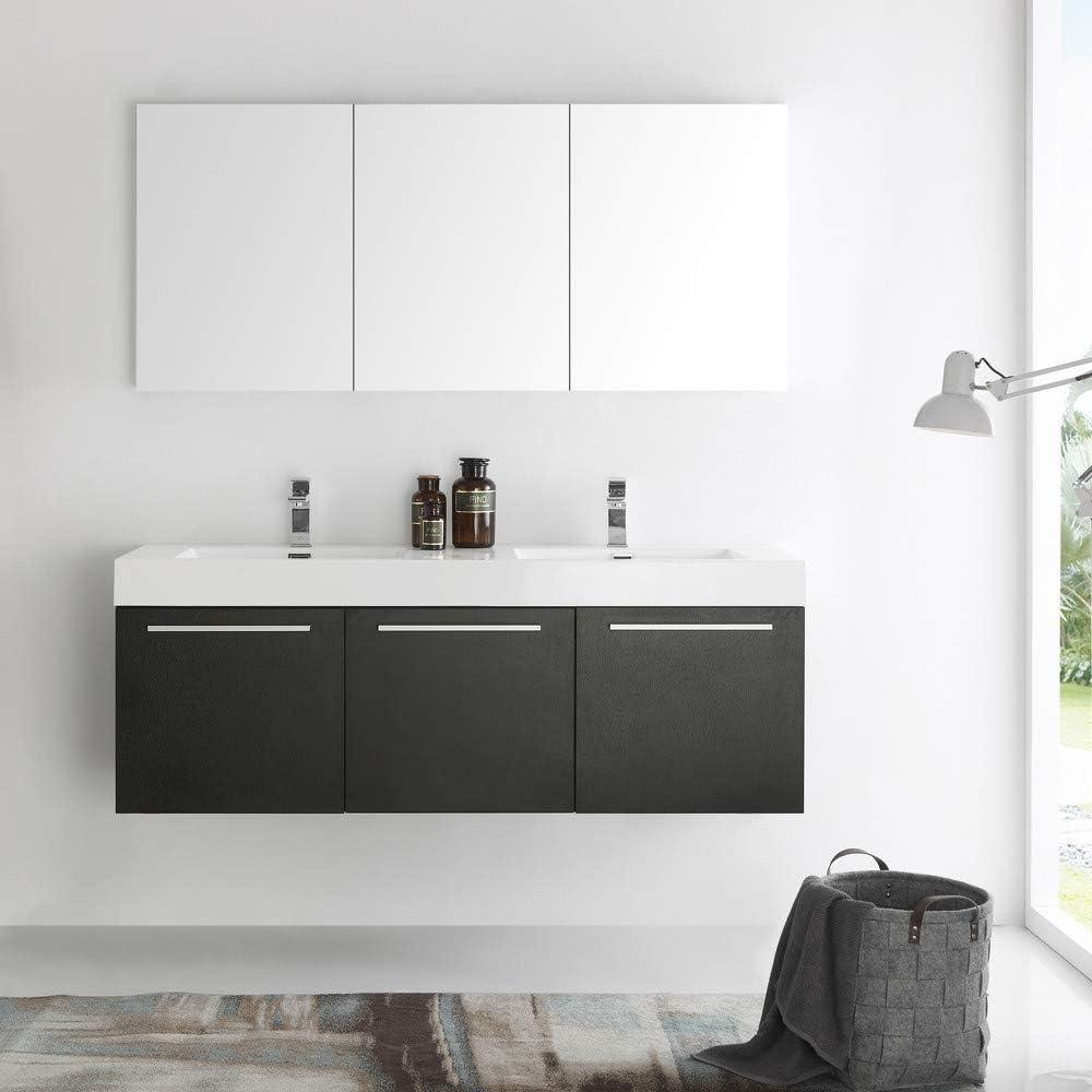 Fresca Vista 60'' Wall Mounted Modern Double Bathroom Vanity with Acrylic Vanity Top