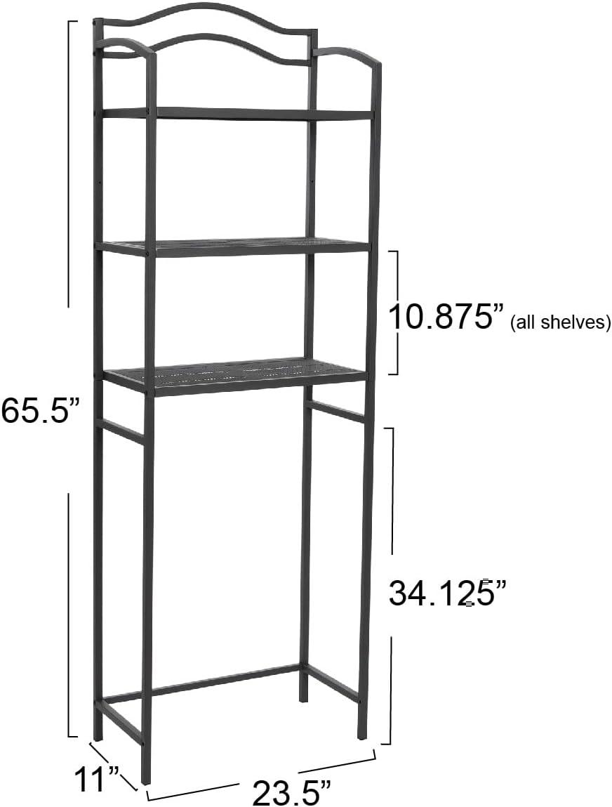 3-Tier Metal Over the Toilet Bathroom Storage Shelf, Gray