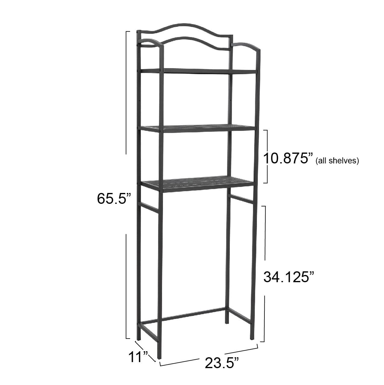 3-Tier Metal Over the Toilet Bathroom Storage Shelf, Gray