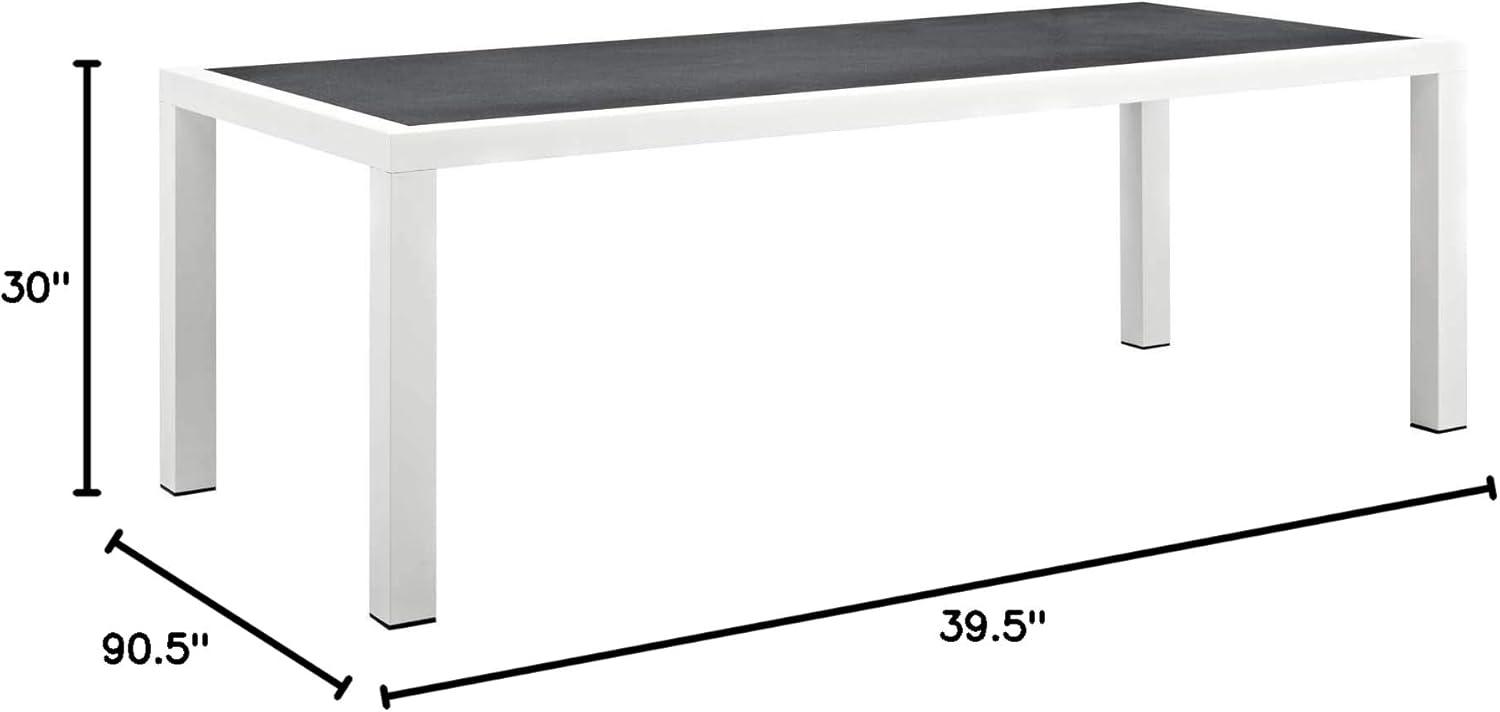 Modway Stance Rectangle Aluminum Patio Dining Table in White and Gray