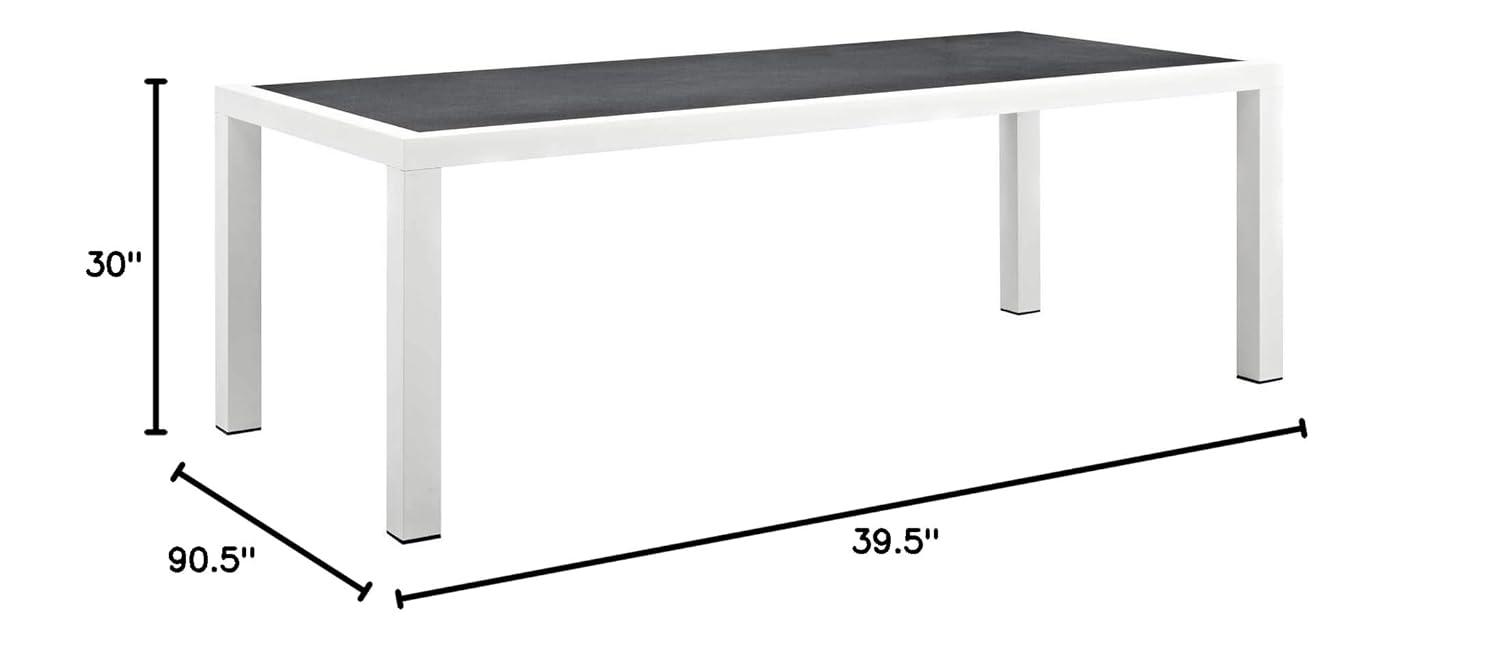 Modway Stance Rectangle Aluminum Patio Dining Table in White and Gray