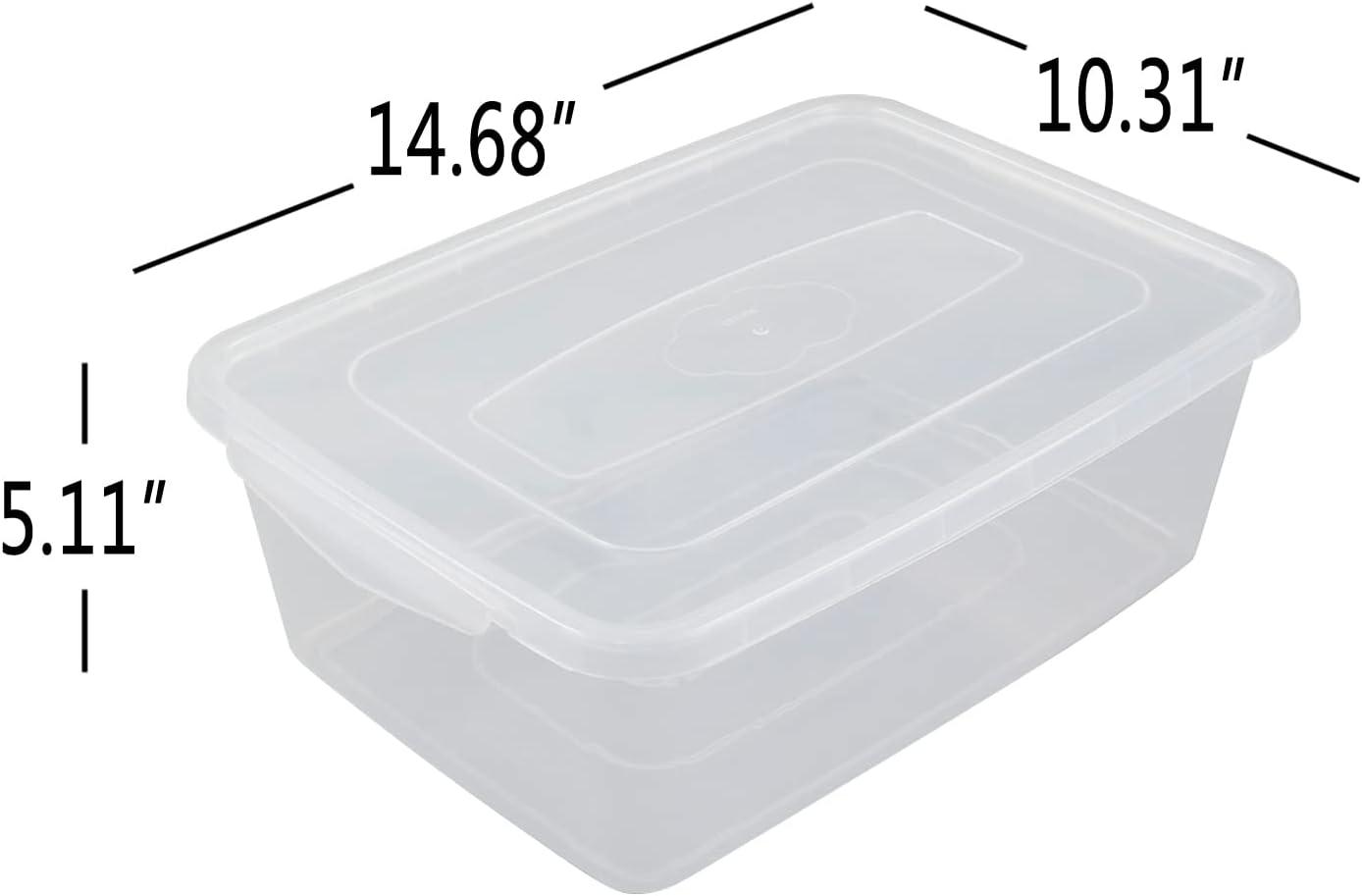 Clear Stackable Plastic Lidded Storage Boxes, 14 Quarts, 4-Pack