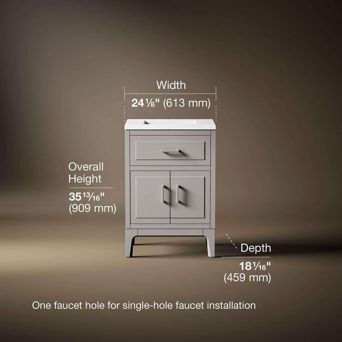 Seer 24" Freestanding Single Bathroom Vanity Cabinet with Sink and Quartz Top