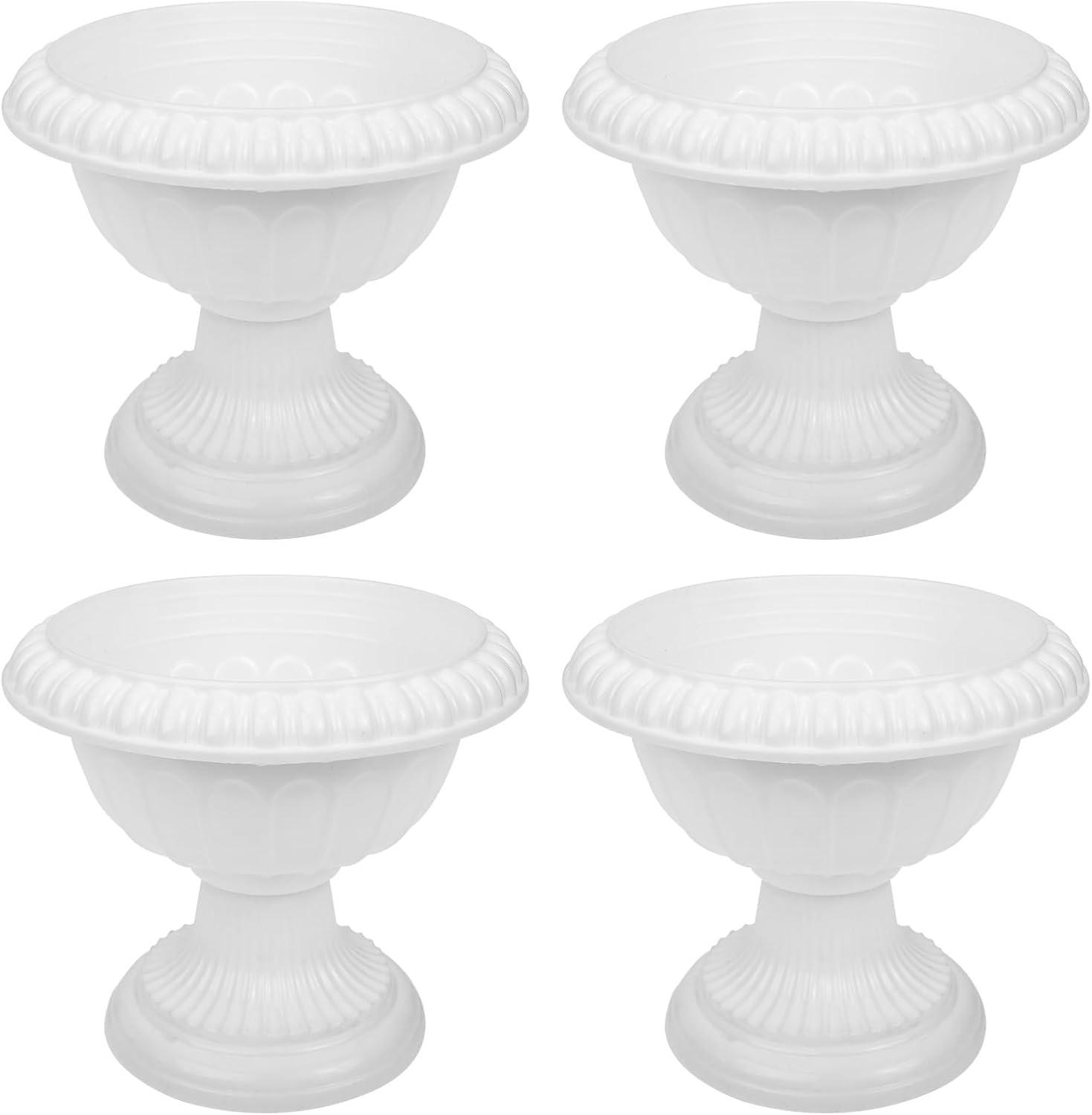 unbranded 4 pcs Wedding Flower Trumpet Vase Tall Flower Stand Elegant Road Front Door Flowerpots Container for Balcony Flower Arrangement White