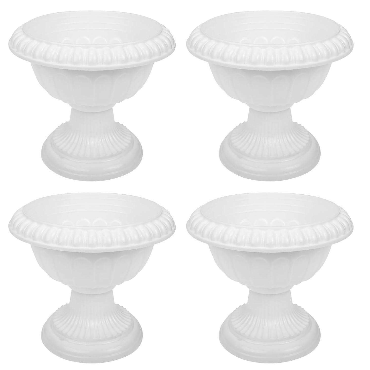 unbranded 4 pcs Wedding Flower Trumpet Vase Tall Flower Stand Elegant Road Front Door Flowerpots Container for Balcony Flower Arrangement White