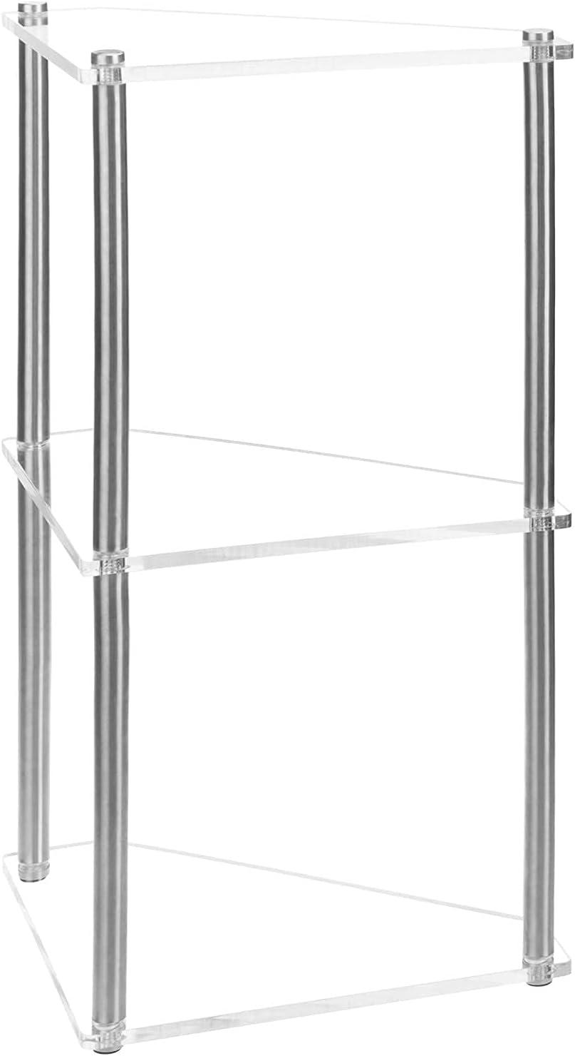 MyGift 3-Tier Clear Acrylic and Metal Tabletop Corner Display Stand