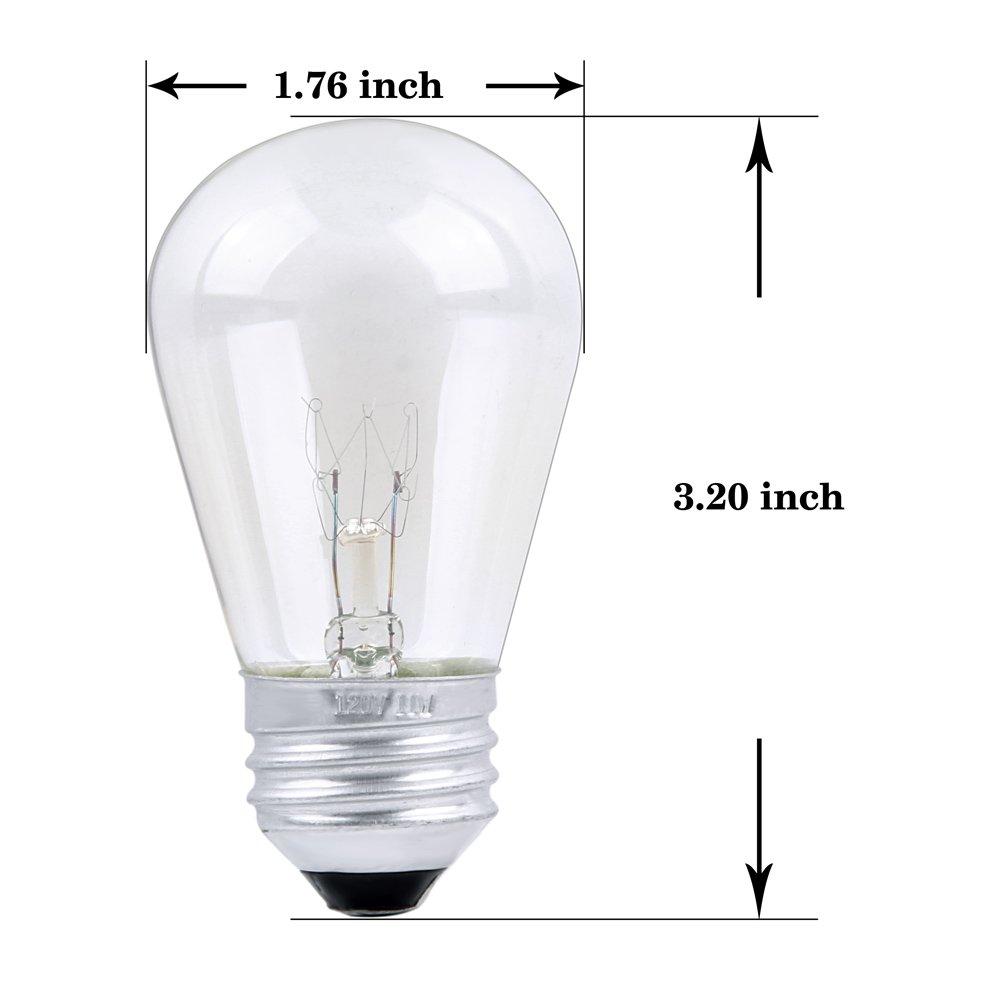30 Pack S14 Outdoor String Light Bulbs Set orange, 120V 11W Clear Outdoor Patio Vintage Light Shatterproof Bulbs