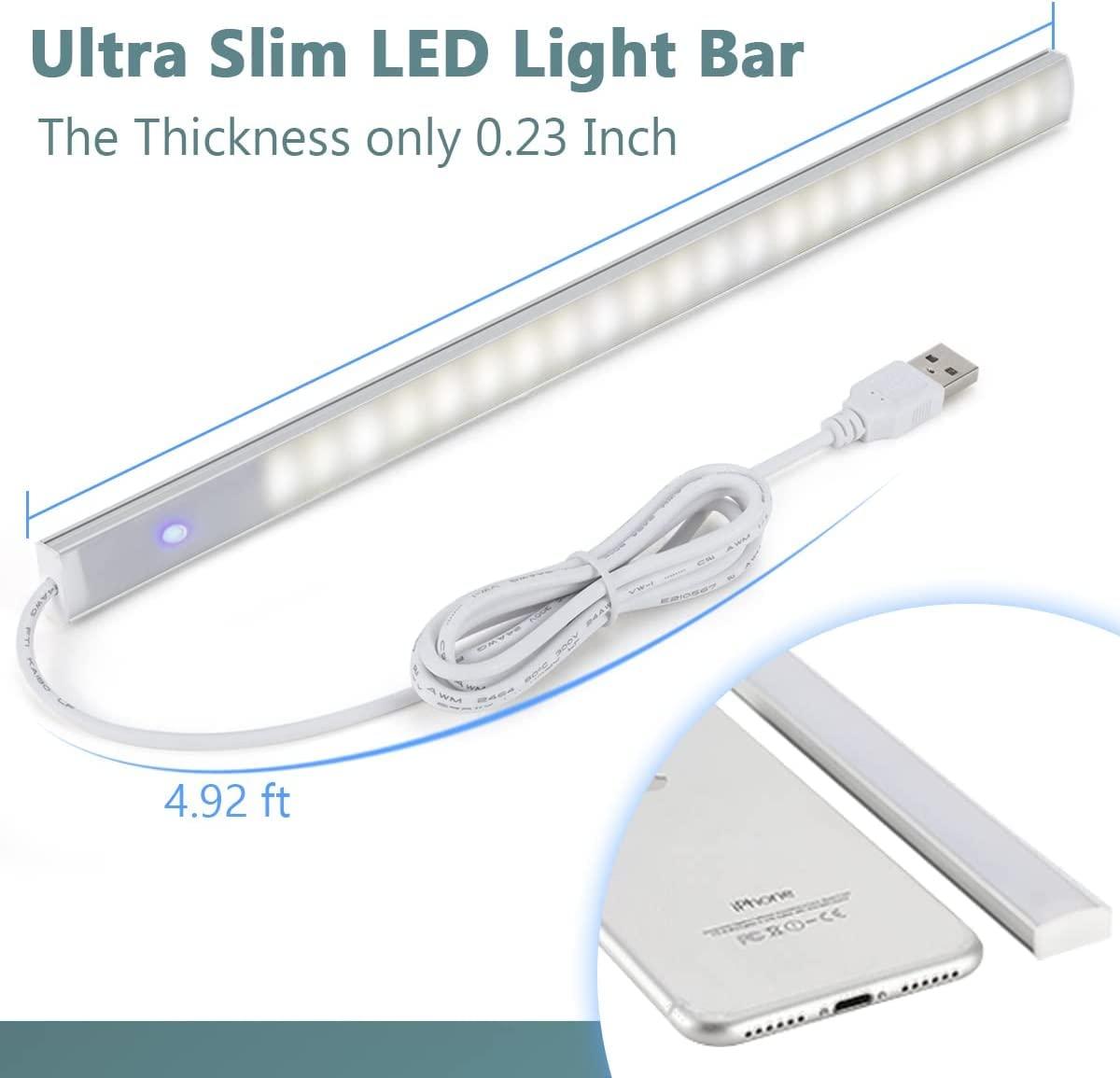 ASOKO Dimmable LED Cabinet Lighting with Touch Activated, LED Closet Light Bar for Kitchen, Shelf and Showcase Lighting, DC5V UL Listed Plug, USB Powered (Cold White 6000K, 12 INCH)