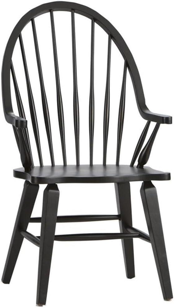 Black Wood Windsor Slat Back Arm Chair