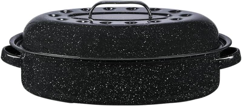 Granite Ware 15-Inch Black Speckled Covered Oval Roaster