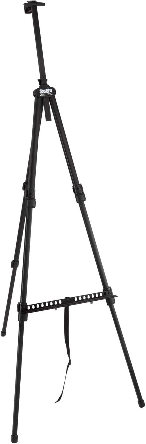 Black Aluminum Adjustable Height Travel Easel with Carry Bag