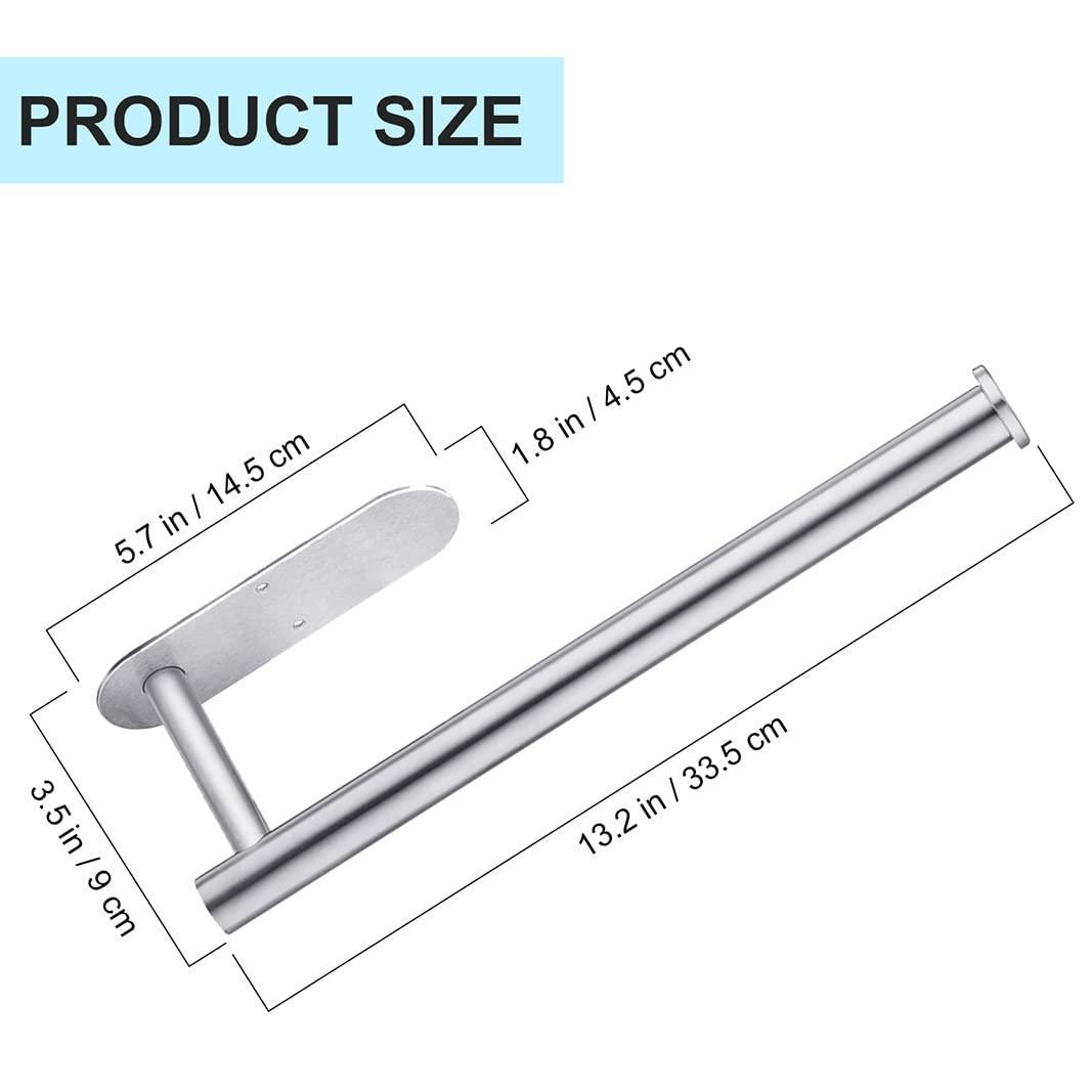 Paper Towel Holder Under Cabinet 2 Pack,Stainless Steel Paper Towel Holder Wall Mount for Kitchen, Bathroom, RV, Paper Towel Rack with Self Adhesive and Screws (Silver)
