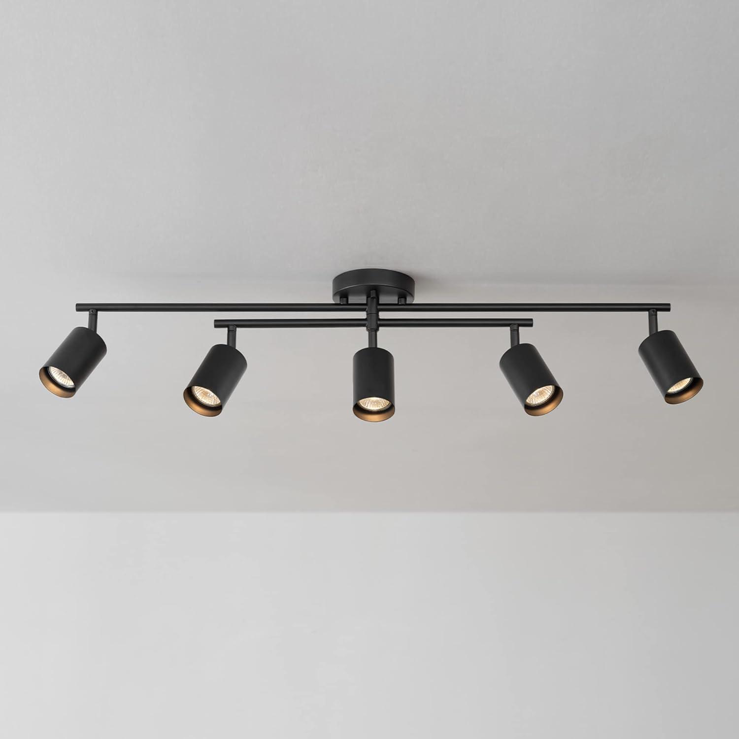 Matte Black 5-Light Swivel Track Ceiling Light