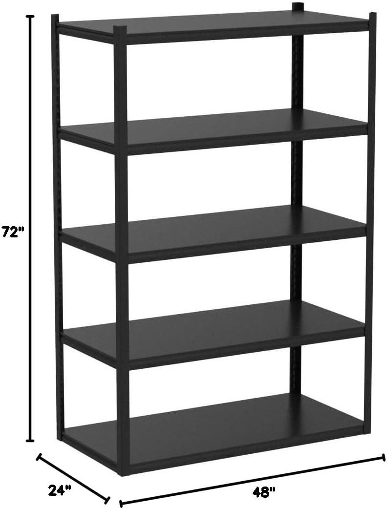 Whalen 5-Shelf Heavy Duty Steel Shelving Unit 48" W x 24" D x 72" H Black