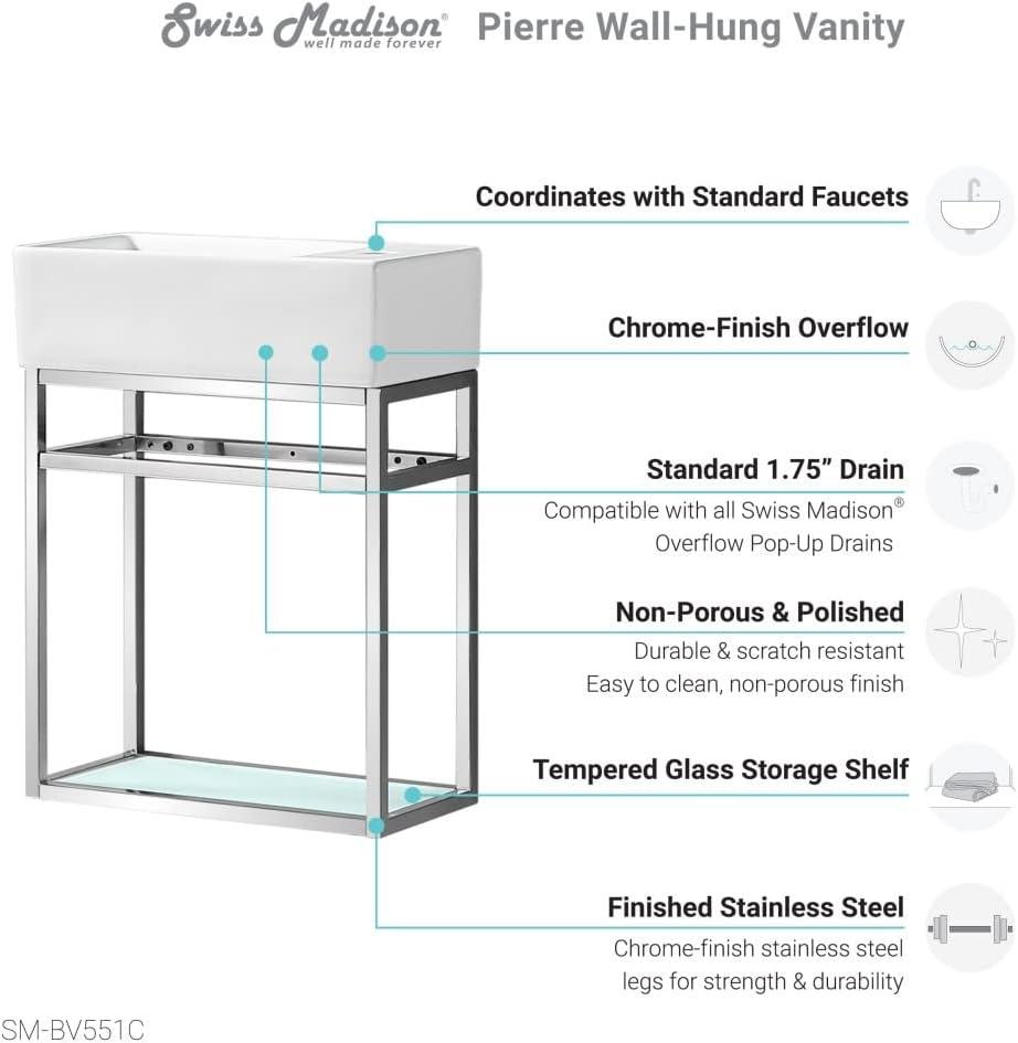 Pierre 19.5 Single, Open Shelf, Metal Frame Bathroom Vanity