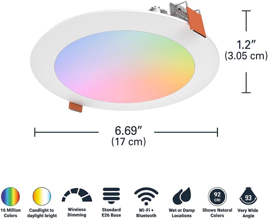 6-Inch Smart LED Downlight with Wi-Fi Control