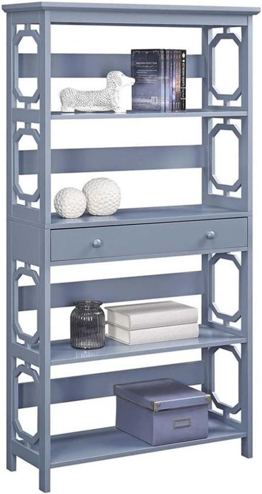 Convenience Concepts Omega 5 Tier Bookcase with Drawer, Gray