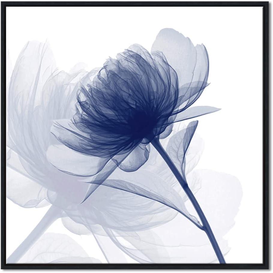 Blue Floral Abstract Canvas Wall Art 24x24