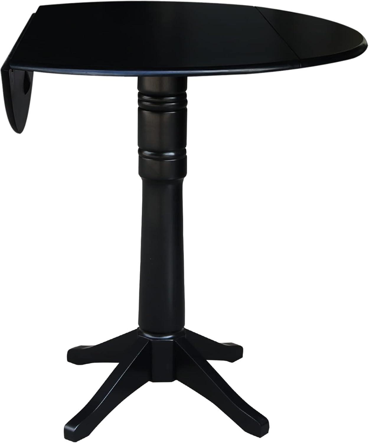 42.3" Sandon Bar Height Round Dual Drop Leaf Dining Table Black - International Concepts